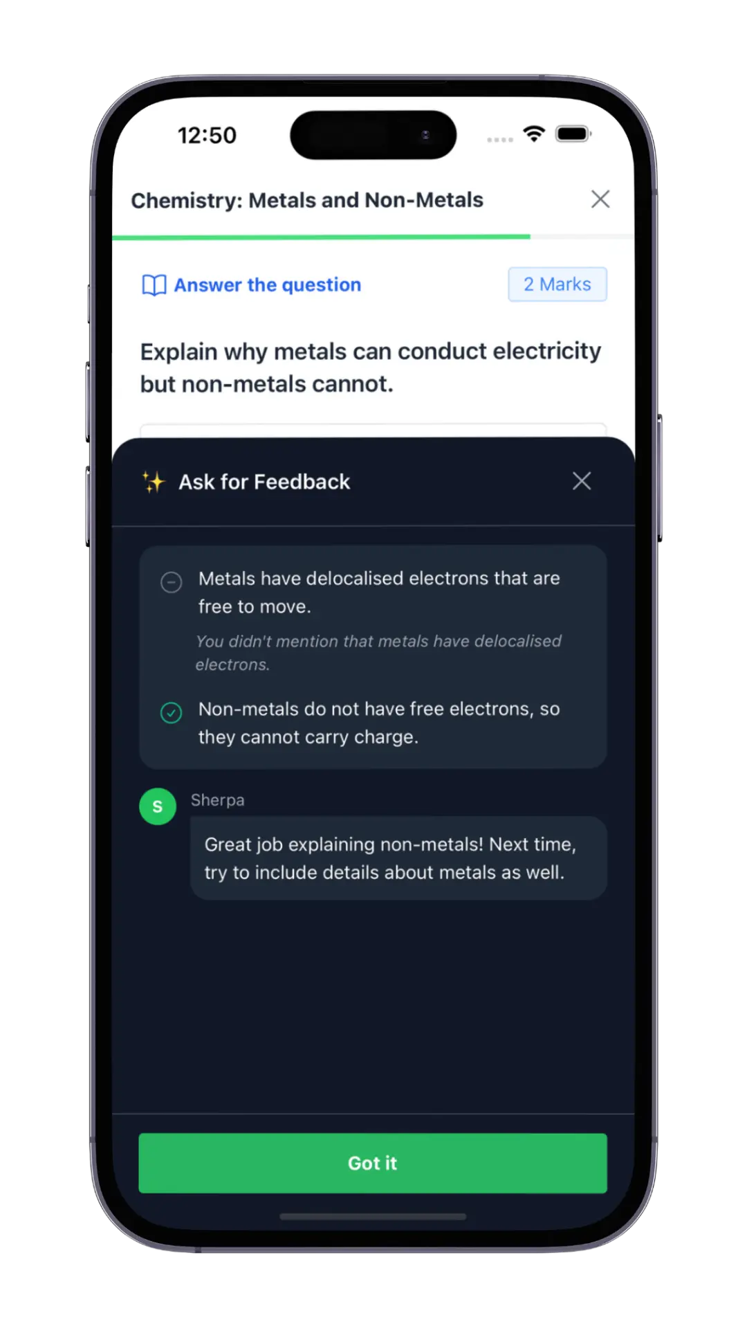 Take a quiz and get marked by our AI